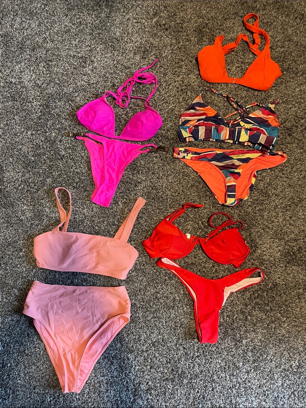 Women’s  Swimsuit Set - Pink, Hot Pink, Red, Orange